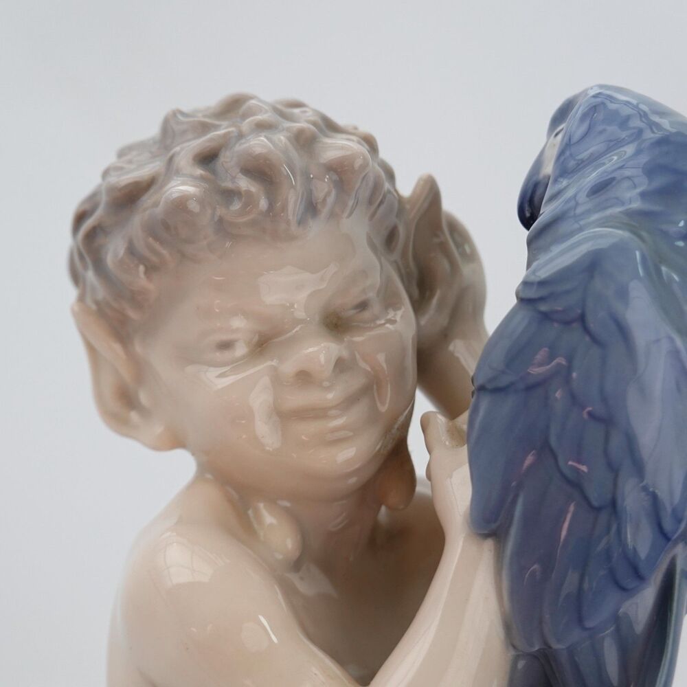 Royal Copenhagen Faun Pan Holding A Large Parrot #752 Vintage - Picture 12 of 16